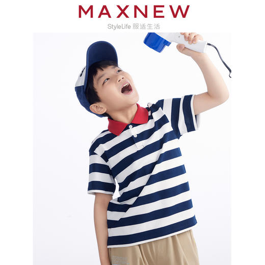【POLO】童装凉感珠地经典条纹撞色POLO 1N2341103 商品图2