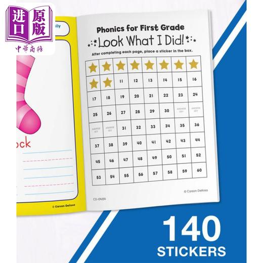 【中商原版】一年级自然拼读练习册 Phonics for First Grade Workbook 英文原版 进口图书 小学教辅参考书 Carson Dellosa 商品图5