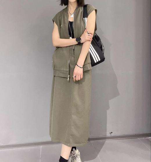 12GD大口袋无袖马夹搭高腰长半裙套装40205（绿） 春季 402321032105 商品图0