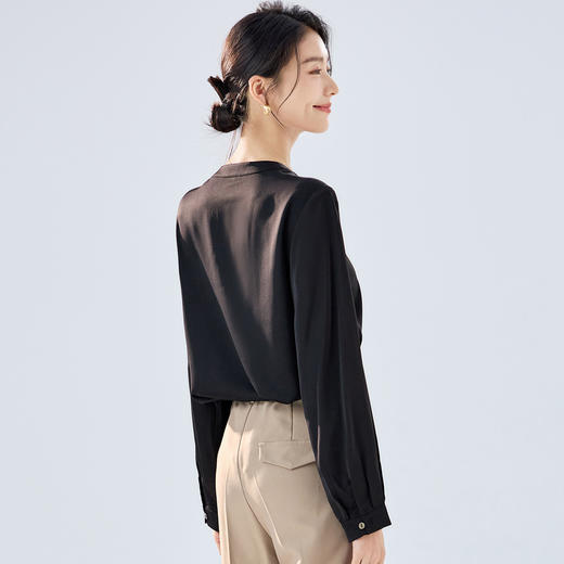 【干练简约】罗蒙女士长袖衬衫圆领舒适时尚百搭日常通勤衬衫女 商品图4