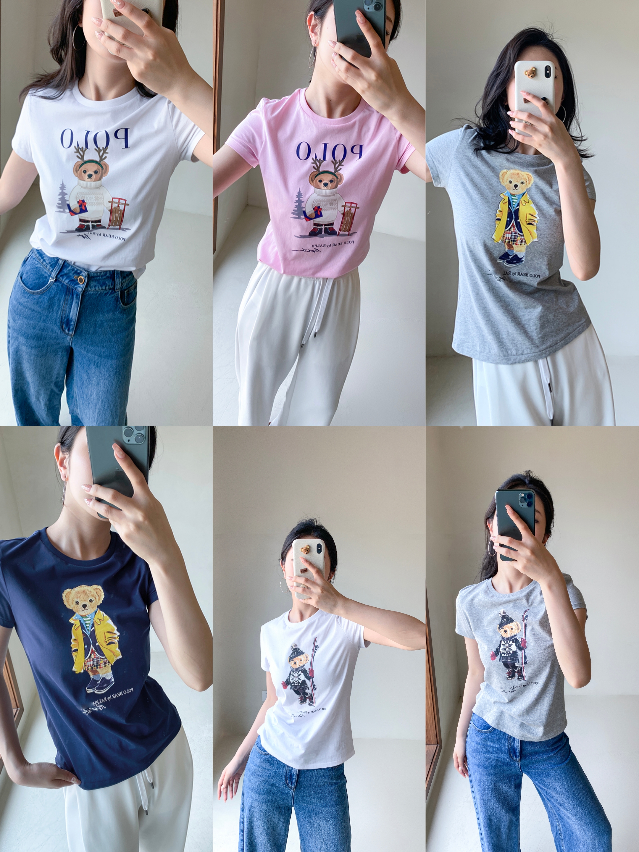 单品包邮现货 THS-特 无补 polo RL家女士 马球 小熊印花T恤 6色 BH2503