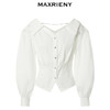 MAXRIENY小众设计感廓形白衬衫v领衬衣(货号:MC88TP562) 商品缩略图4