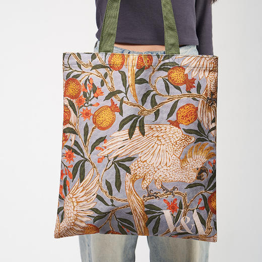 V&A博物馆 工艺美术大师系列 鹦鹉与石榴 印花 帆布袋 单肩包 手提包 通勤百搭包 商品图3