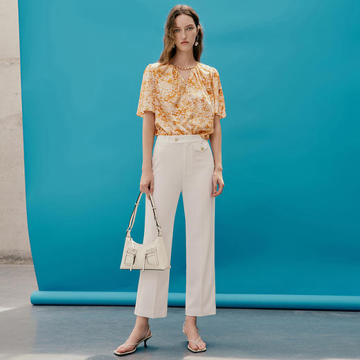EITIE爱特爱夏季新款修身显瘦百搭印花小上衣7413122 商品图1