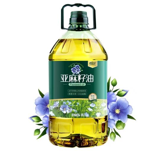 12听赠：油 5L大桶 好运花纯亚麻籽油/100%纯亚麻籽油 /亚麻酸含量52%-65%/是鱼油的20倍以上 /不饱和脂肪酸含量81%/一级品/压榨工艺 /适合孕妇/婴幼儿/儿童/青少年/成人/中老年 商品图0