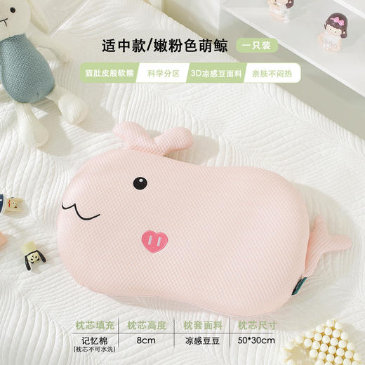 【超值买1送1 两件随时替换 】凉而不冰，透气排汗！夏天儿童护颈椎记忆棉枕头冰丝，母婴级A类3D豆豆按摩颗粒夏季凉枕学生 家用带枕套 猫肚记忆枕！-QQ 商品图5