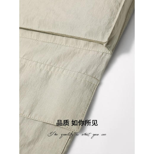 COCOBELLA工装风轻薄阔腿降落伞裤两穿抽绳直筒休闲裤PA7025B 商品图4