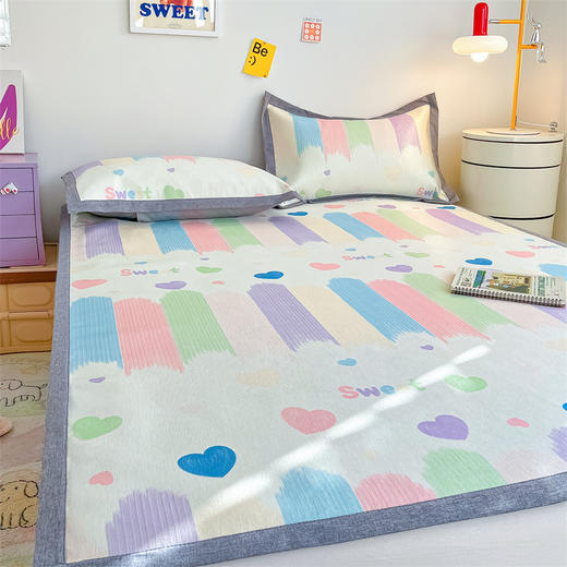 【3D透气支撑，像小冰块一样凉的秘密！】凉感冰丝 遇见清爽 舒适可爱卡通冰丝凉席三件套 可水洗儿童空调席软席 夏季凉感宿舍凉席！-QQ 商品图9