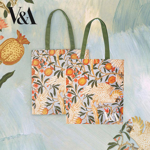 V&A博物馆 工艺美术大师系列 鹦鹉与石榴 印花 帆布袋 单肩包 手提包 通勤百搭包 商品图0