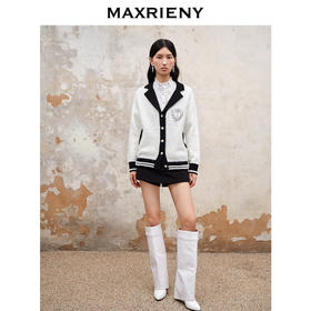 MAXRIENY精致复古氛围感撞色边毛衫外套秋冬高级气质感(货号:MS88JA511)