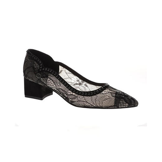 sheme 优雅蕾丝粗跟单鞋 商品图4