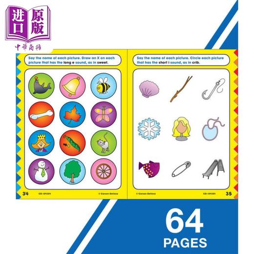 【中商原版】一年级自然拼读练习册 Phonics for First Grade Workbook 英文原版 进口图书 小学教辅参考书 Carson Dellosa 商品图2