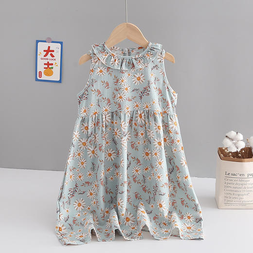 【洋气碎花 公主长裙！】缤纷夏目，洒满花海，可爱娃娃领，甜美如蜜。包边袖口设计，健康无异味，舒适面料轻柔细腻。新款夏季女童连衣裙，公主范十足，中小童中大童均适宜！ 商品图7