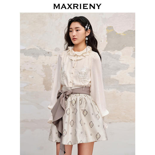 【商场同款】MAXRIENY新中式绣花长袖衬衫精致肌理感雪纺衫上衣女(货号:MC88TP515) 商品图2
