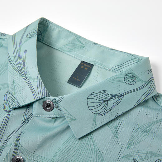 【沙滩风】罗蒙男士植物满印速干衬衫男短袖男夏季薄款冰丝男衬衫 商品图4