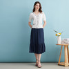 EITIE爱特爱夏季新款垂坠压褶文艺感通勤显瘦深蓝色半身裙B2406308 商品缩略图3