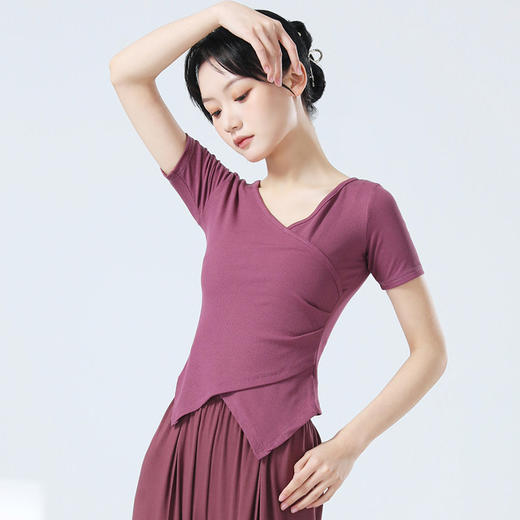 交叉V领简约修身显瘦形体舞蹈服练功服 商品图0