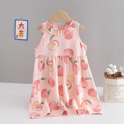 【洋气碎花 公主长裙！】缤纷夏目，洒满花海，可爱娃娃领，甜美如蜜。包边袖口设计，健康无异味，舒适面料轻柔细腻。新款夏季女童连衣裙，公主范十足，中小童中大童均适宜！ 商品图6