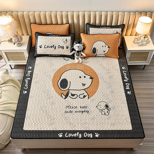 【冰丝凉感乳胶凉席三件套】夏季卡通凉感丝新款大版儿童加厚空调席可折叠水洗乳胶凉席三件套-24XPXH069 商品图1