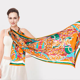 中信银行专供 鑫缘 真丝素绉缎长巾 HA4699