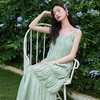 薄荷曼波夏日海边度假风连衣裙女2024夏季露肩宽松A字吊带裙V1441224 商品缩略图2