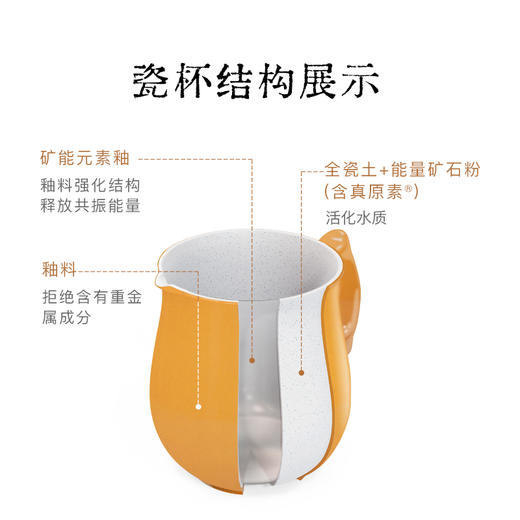 洄·大地之爱活水瓷杯 | 450ml公道杯 大地黄 带杯盖 降低小分子团簇 水质甘甜柔顺 配套玻璃茶漏 防震包 来自宝岛【自营】 商品图3