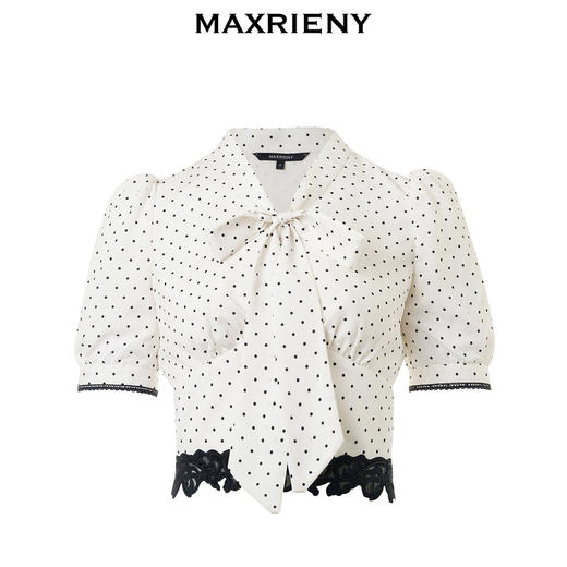 【黑白优雅主义-商场同款】MAXRIENY复古泡泡袖风情衬衫截短上衣(货号:MC85TP067) 商品图4