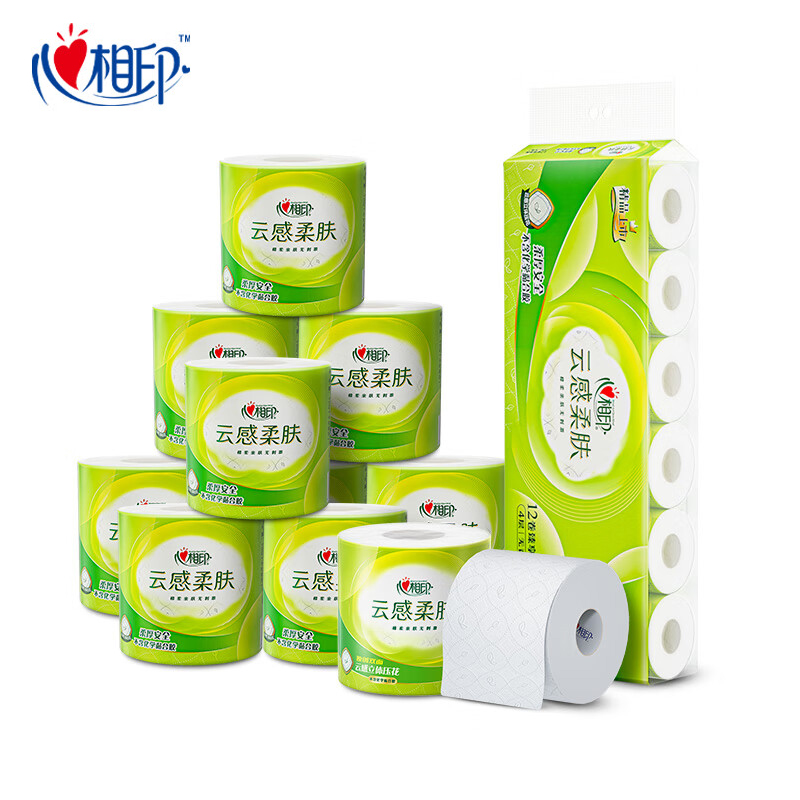 心相印云感系列150克10卷装四层立体压花卷筒卫生纸