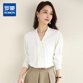 【简约V领】罗蒙女士长袖衬衫简约通勤舒适百搭大众日常上衣衬衫女