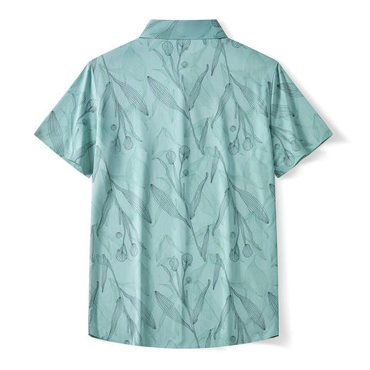 【沙滩风】罗蒙男士植物满印速干衬衫男短袖男夏季薄款冰丝男衬衫 商品图3