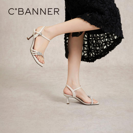 【静音系列】千百度细高跟时装凉鞋女款夏季绝美一字带A24354170 商品图4