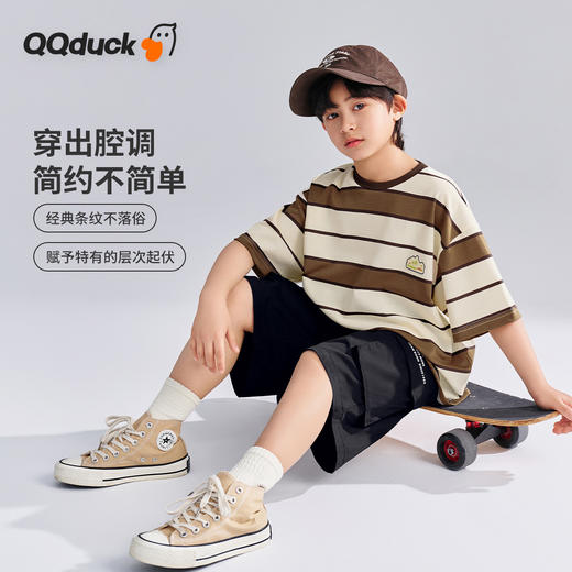 【120-165】【可可鸭】儿童条纹T恤男童透气短袖上衣 商品图2