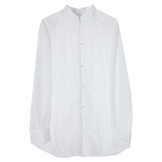 西嘉C+IMPRESS/西嘉清冷感新中式立领衬衫女薄款玫瑰提花醋酸拼接CS2402011 商品图4