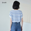 【商场同款】CNK4486 “ 醋酸清凉衫  ” 蓝白条纹清爽减龄显白 连袖的T型宽松版型修饰身材包容显瘦，棉+醋酸材质清爽透气软垂舒适 商品缩略图3