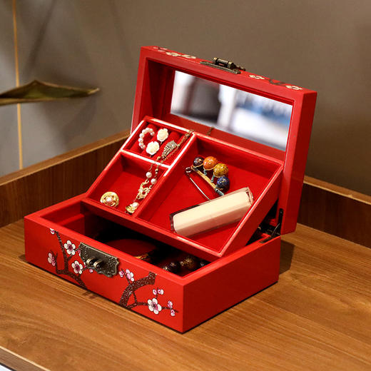 【推荐】山西平遥非遗推光漆器手工彩绘首饰盒（21cm*14cm*7.5cm） 传统手工 漆器制作 商品图5