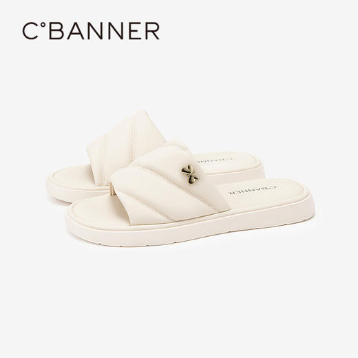 千百度面包凉拖鞋女夏季厚底平底鞋外穿一字拖A24320804 商品图1