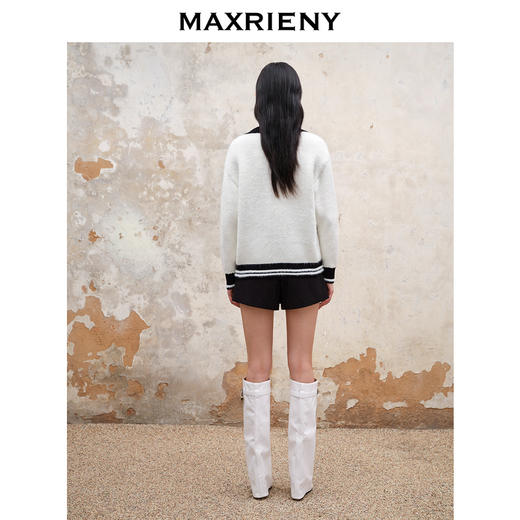 MAXRIENY精致复古氛围感撞色边毛衫外套秋冬高级气质感(货号:MS88JA511) 商品图2