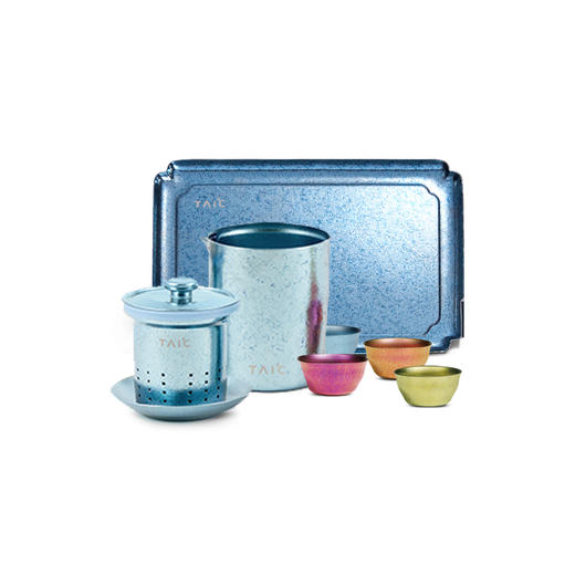 TAIC 流云礼盒套装 纯钛功夫茶具套装家用简约茶壶泡茶器过滤隔热防烫创意 泡茶器+茶盘+茶叶罐 商品图0