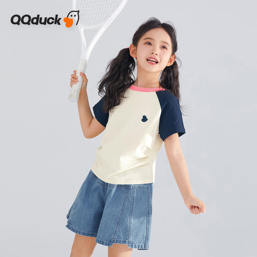 【凉感棉】【120-165】【可可鸭】女童夏季潮流收褶短款T恤（95%棉 5%氨纶） 商品图8