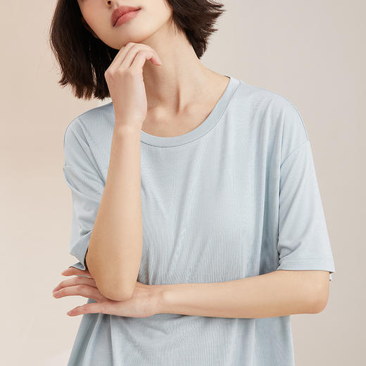 【触棉】外穿女bra基础T恤裙 A68860+撞线西装领家居服 A68271461 商品图4