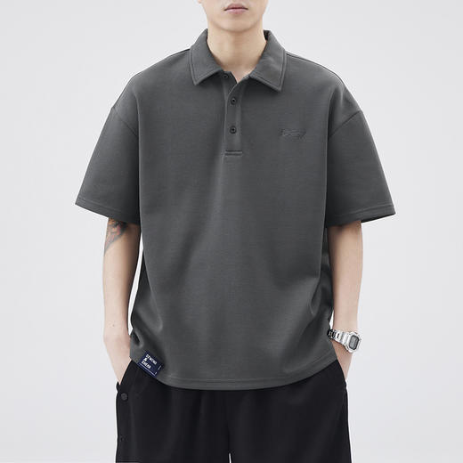 重磅Polo衫男生日系潮牌夏季宽松半袖简约男生咖啡色短袖翻领   AY-az8502【Z8502】 商品图3