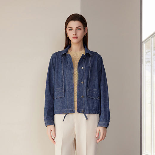 【短款牛仔外套】24年春夏新款女士短款牛仔百搭时尚通勤外套 商品图0