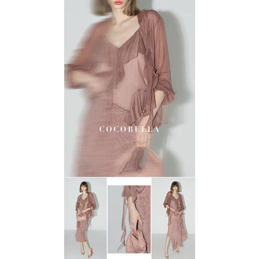 COCOBELLA名媛风10M对丝灵动荷叶边飘带雪纺衫遮阳开衫LC0002B 商品图3