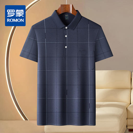 【透气网眼】罗蒙男士珠地棉透气polo衫男夏季商务通勤印花t恤短袖男 商品图0