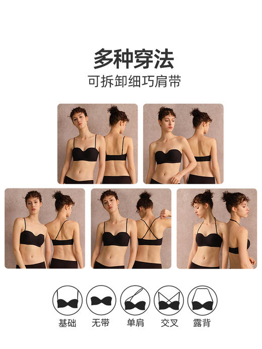 【小黏糕】遐无痕文胸中小胸抹胸轻薄防滑裹胸美背无肩带内衣女夏 商品图4