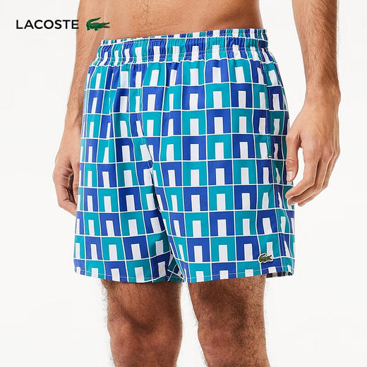 【海南专供价】Lacoste法国鳄鱼男装新款拼色格纹短裤时尚运动短裤MH7628-10 商品图0