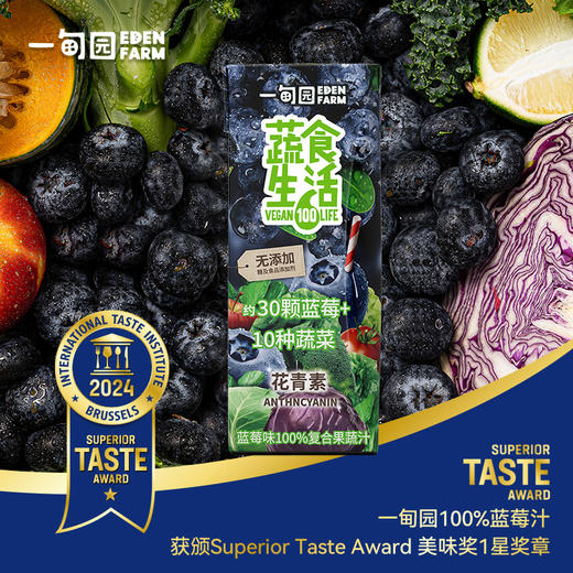 一甸园 蔬食生活100%复合果蔬汁（蓝莓味）200ml*10 商品图4