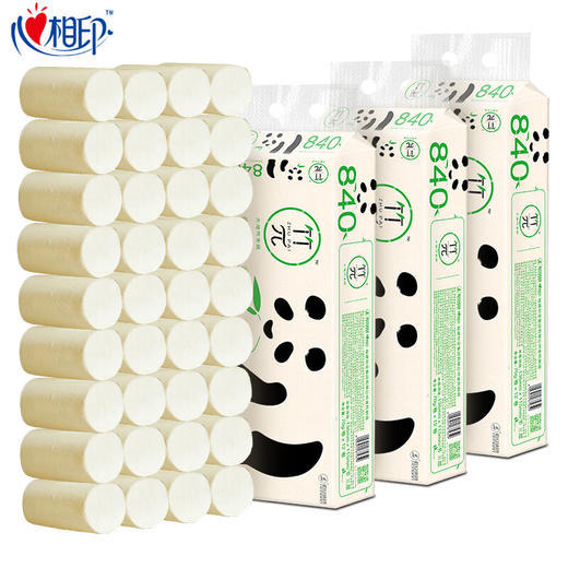 心相印竹π本色无芯卷纸无漂白竹浆心相印4层70克12粒3提 商品图0