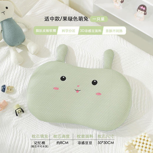 【超值买1送1 两件随时替换 】凉而不冰，透气排汗！夏天儿童护颈椎记忆棉枕头冰丝，母婴级A类3D豆豆按摩颗粒夏季凉枕学生 家用带枕套 猫肚记忆枕！-QQ 商品图10