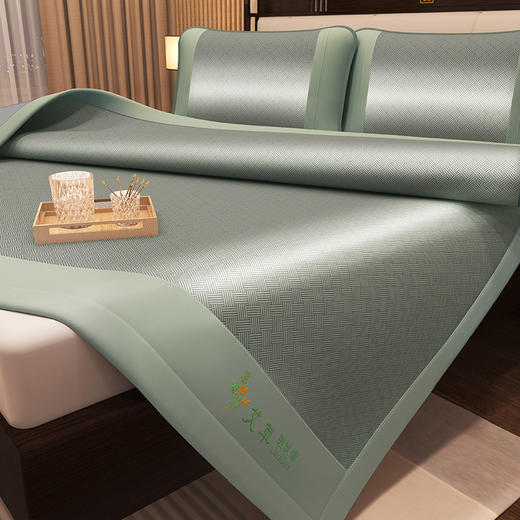 【冰冰凉凉！艾草古藤凉席！】夏季艾草冰丝凉席三件套夏天藤席草席空调软席子-24XPXH065 商品图0